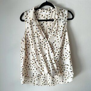 Lush Abstract Cross Over Sleeveless Blouse